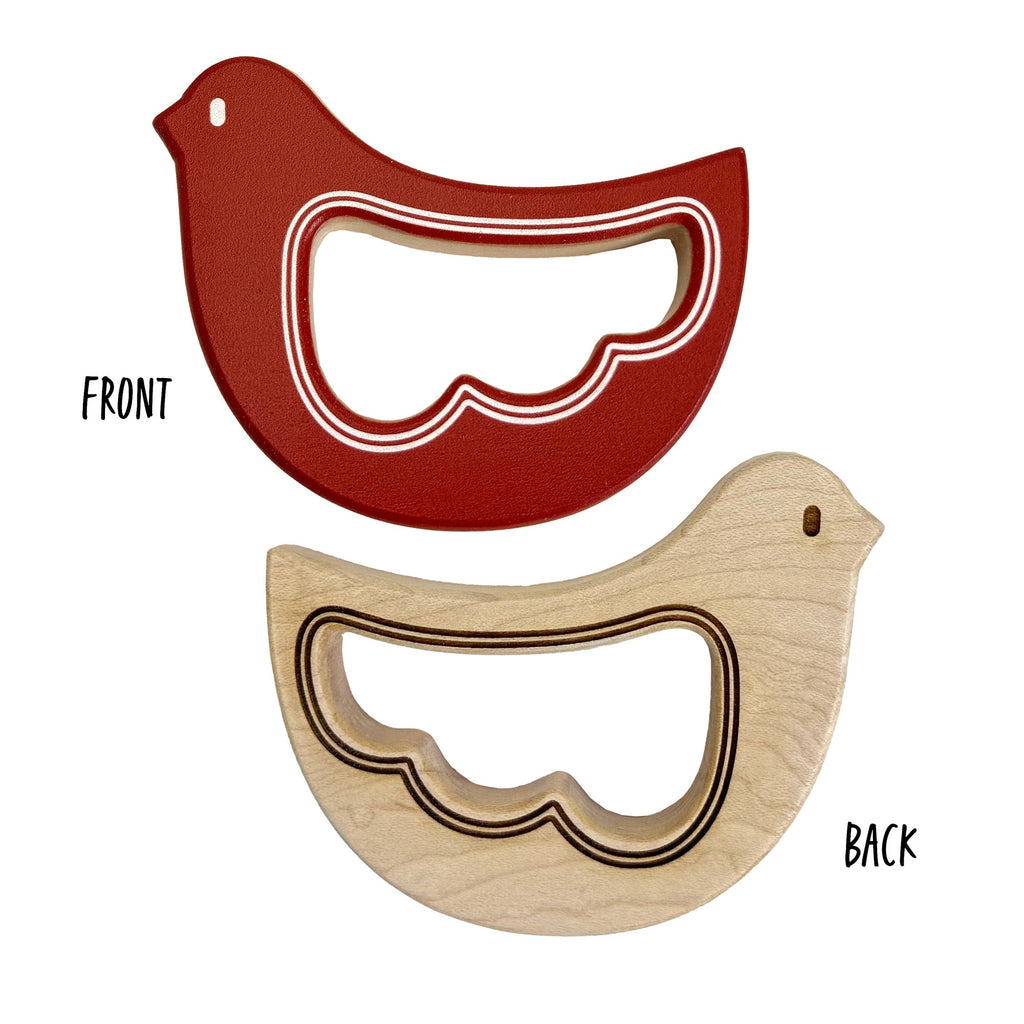 Solid Maple Wood Bird Rattle & Teether – Natural Wooden Baby Toy | Made in the USA